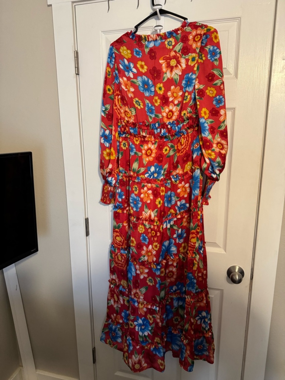 Chelsea &Violet Red Floral Long Sleeve Maxi Dress - Vibrant Floral Print - Picture 5 of 5